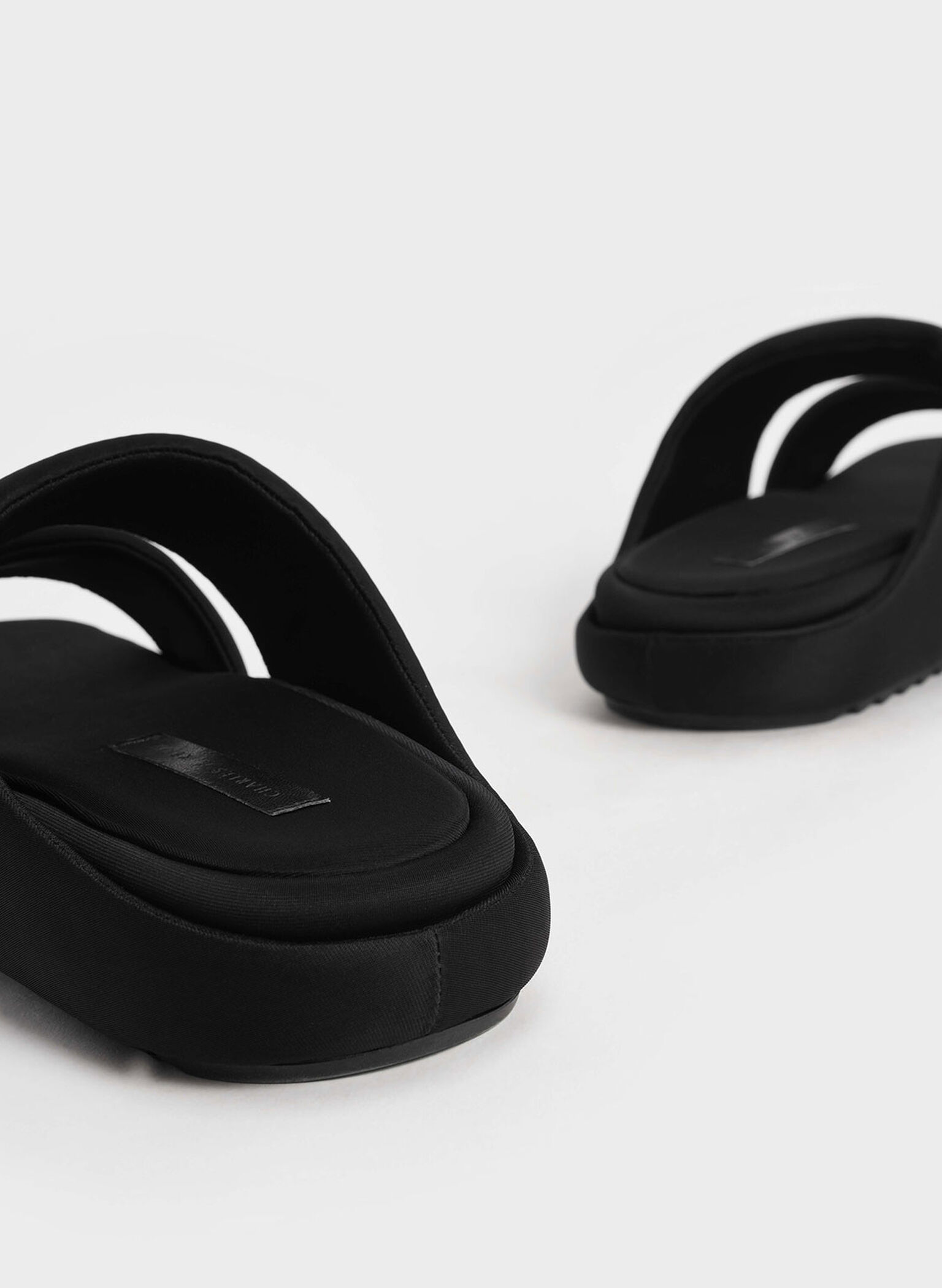 Recycled Polyester Padded Slide Sandals, Black, hi-res