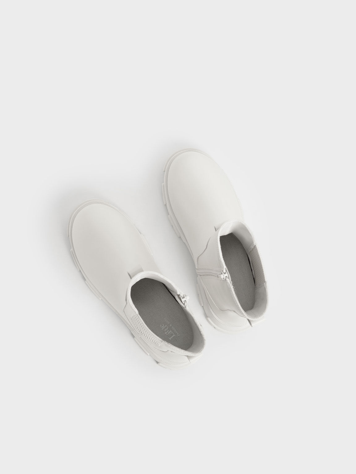 Girls' Chunky Sole Chelsea Boots, White, hi-res