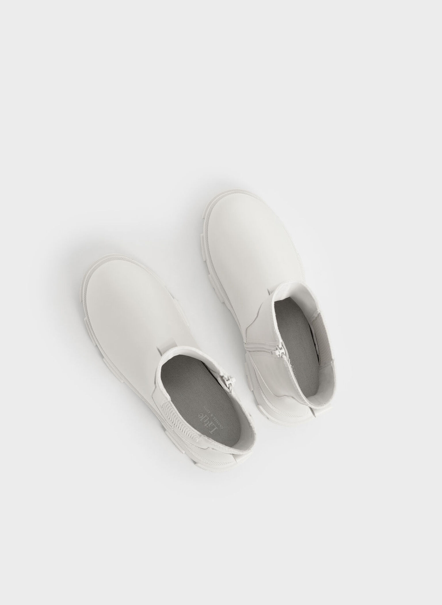 Girls' Chunky Sole Chelsea Boots, White, hi-res