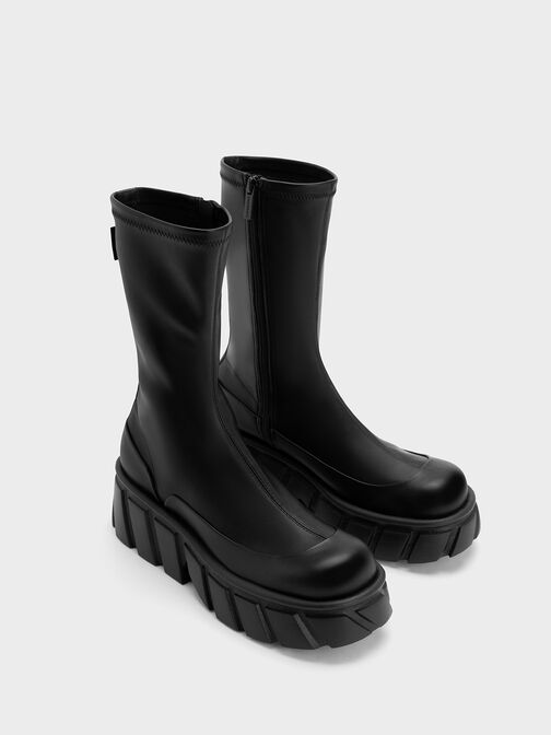 Aberdeen Side-Zip Platform Boots, Black, hi-res