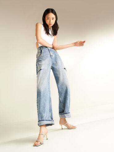 Toe Loop Blade Heel Sandals, Chalk, hi-res