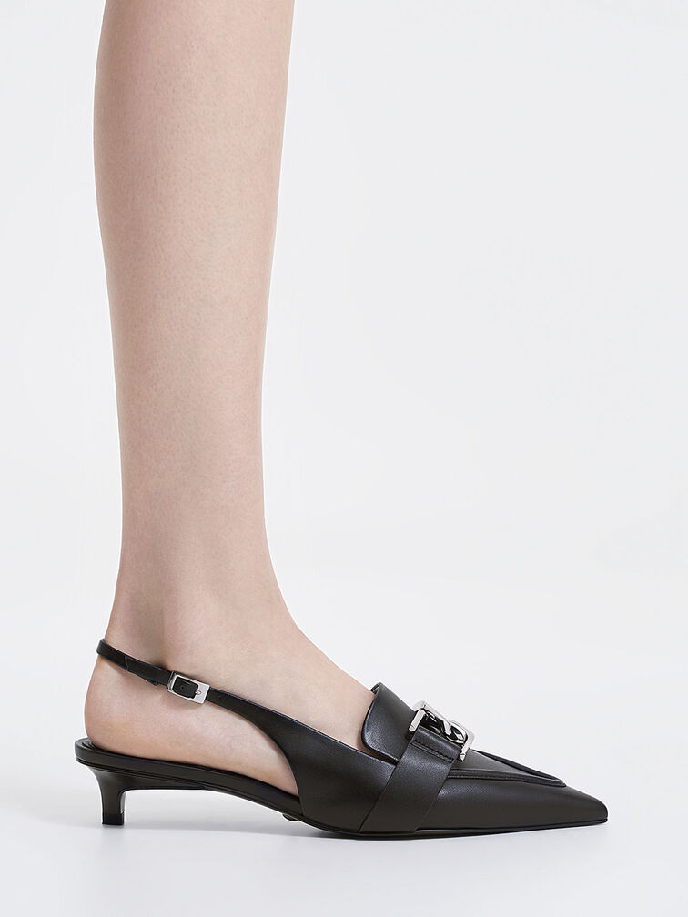 Gabine Leather Slingback Pumps, Black, hi-res