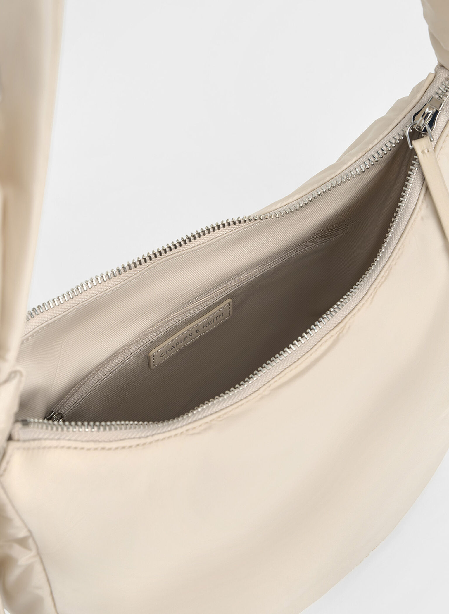Delilah Nylon Knotted Hobo Bag, Oat, hi-res