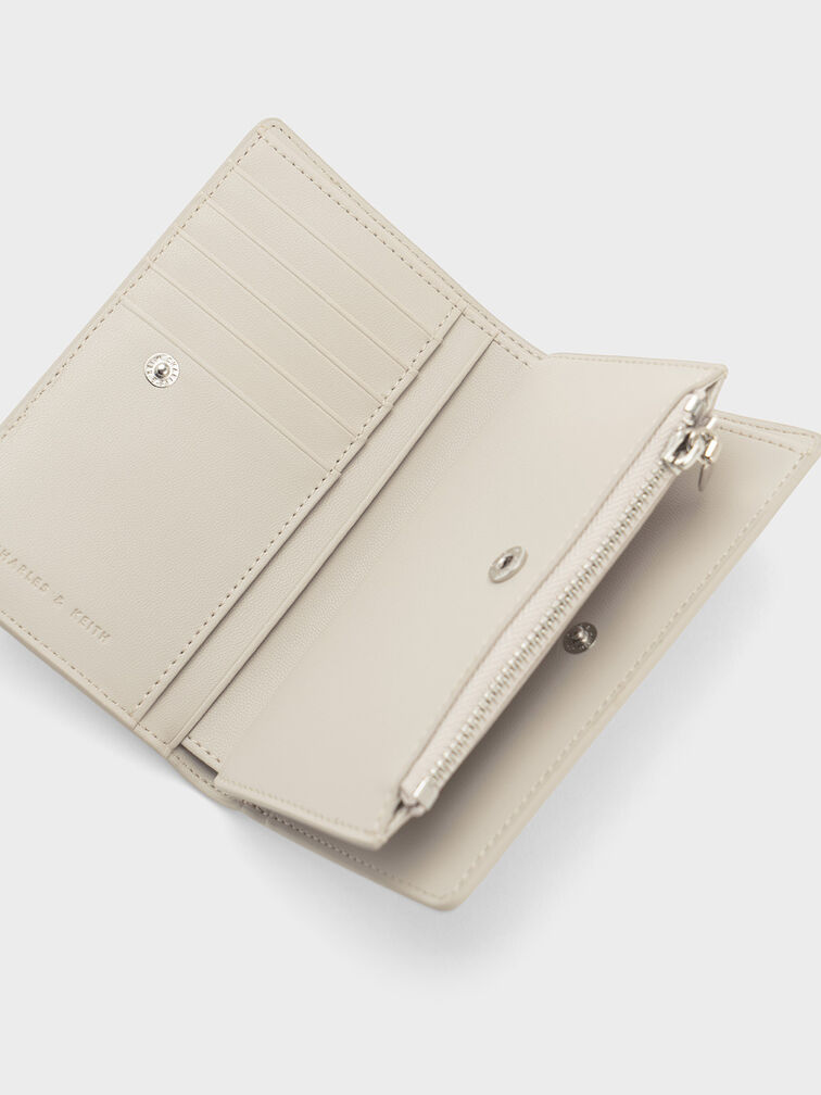 Top-Zip Short Wallet, Light Grey, hi-res