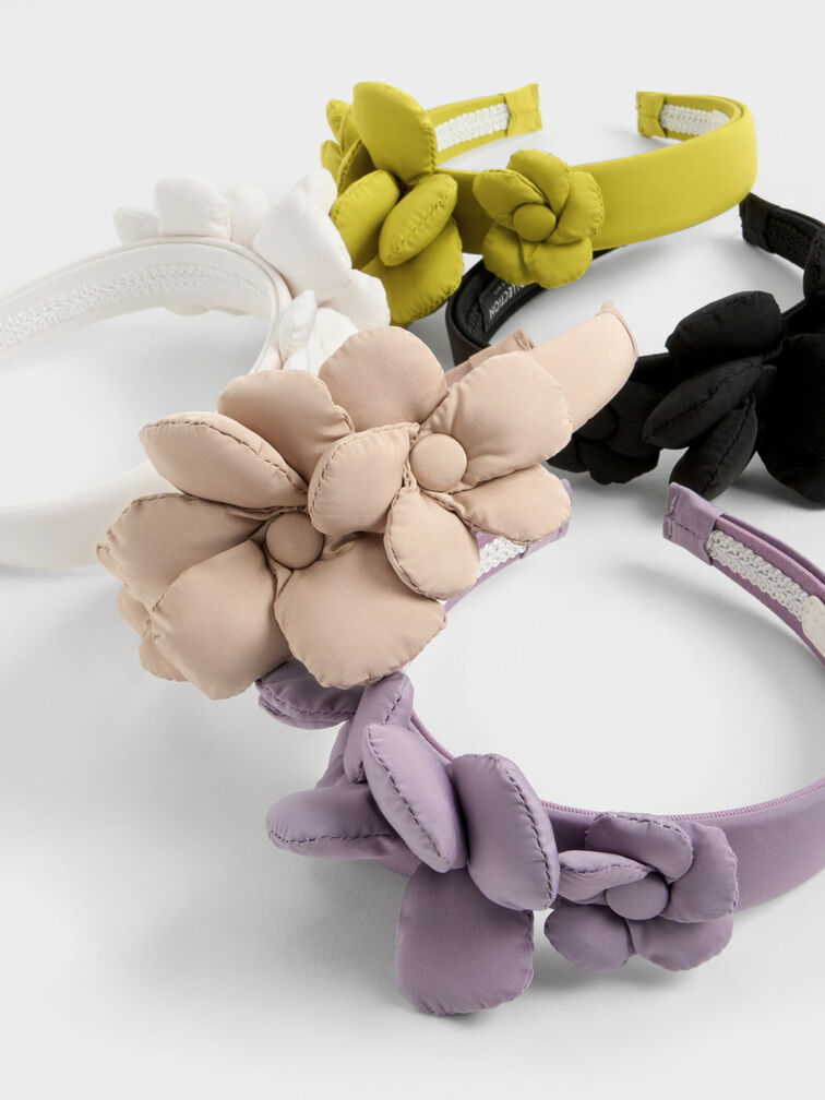 Flower-Embellished Hair Band, Nude, hi-res