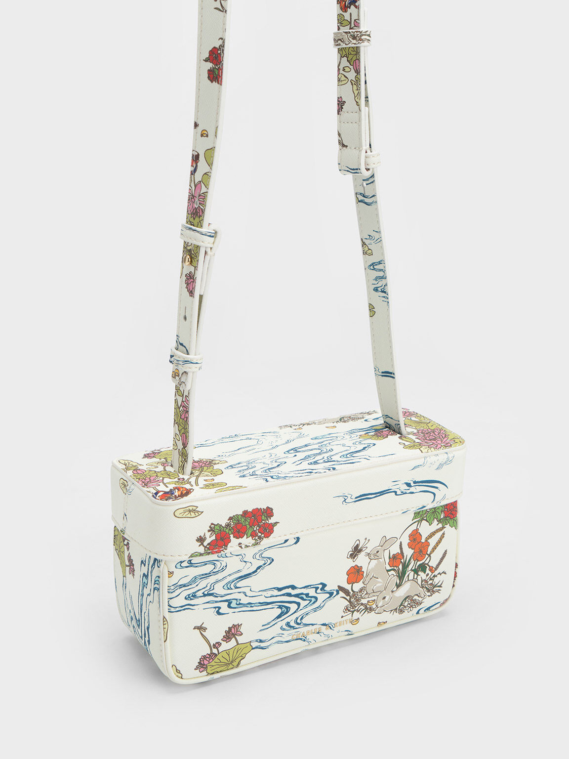 Rabbit Illustrated Boxy Bag, Cream, hi-res