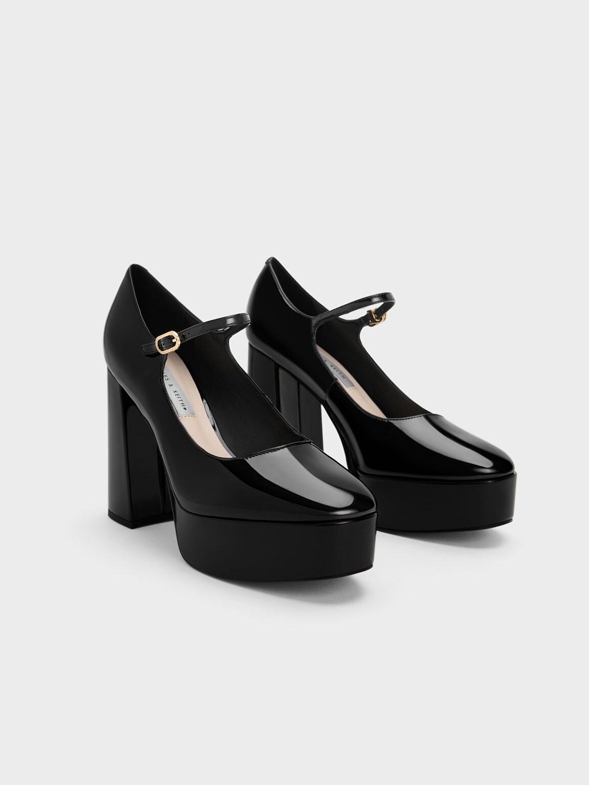 Zapatos de tacón Mary Jane de charol - Negro - CHARLES & KEITH US