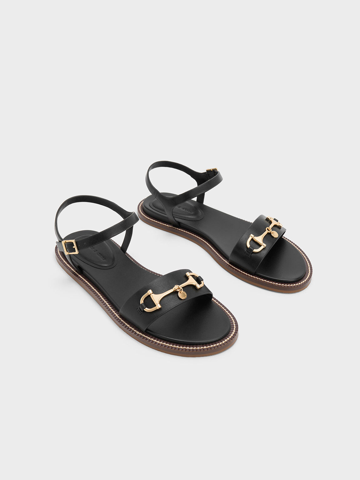 Black Horsebit Back Strap Sandals CHARLES KEITH CA
