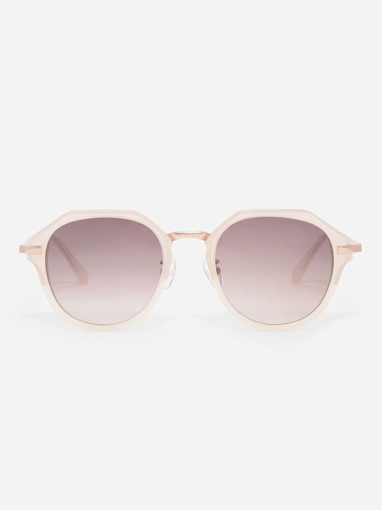 Solana Angular Oval Sunglasses, Pink, hi-res