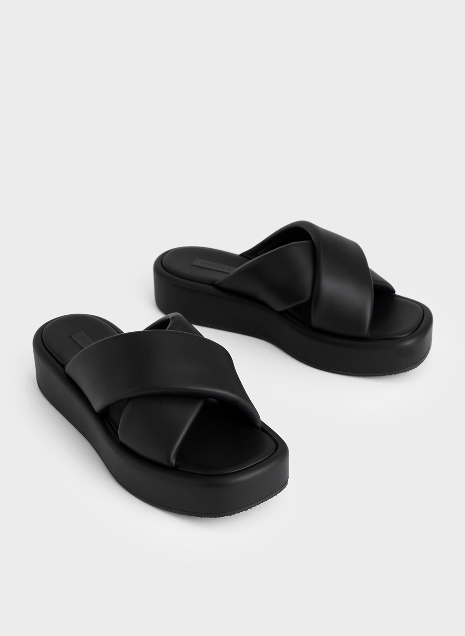 Padded Crossover Flatforms, Black, hi-res