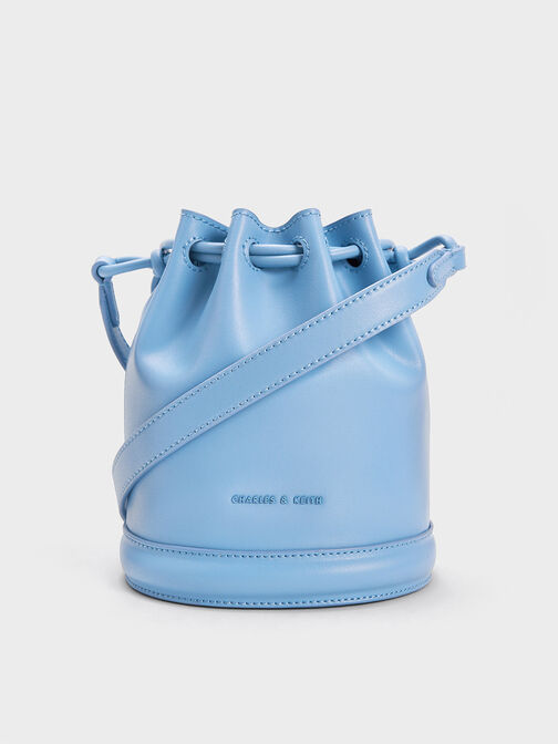 Blossom Drawstring Bucket Bag, Light Blue, hi-res