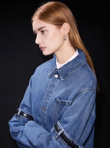 Lena Twist Hoop Earrings, Silver, hi-res