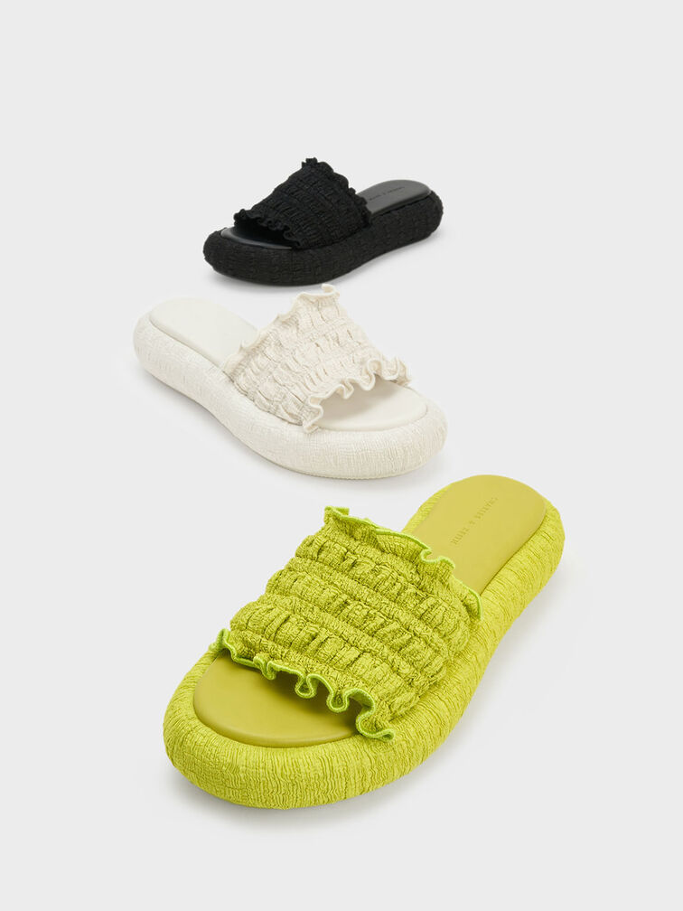 Nuala Ruched Flatforms, Lime, hi-res