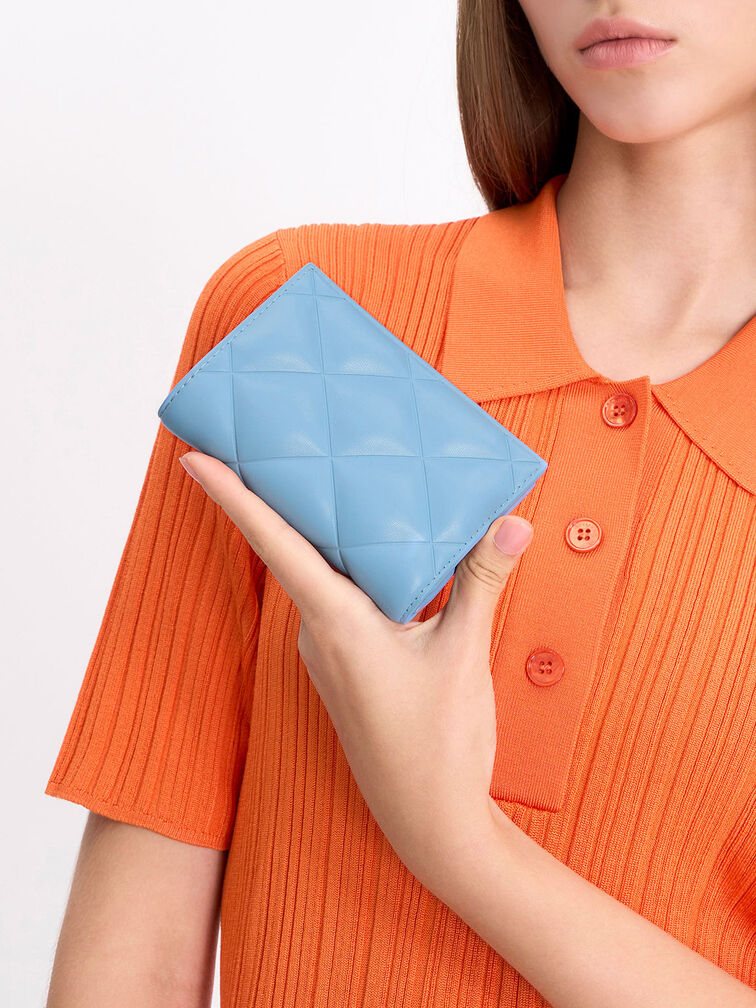 Gemma Quilted Cardholder, Light Blue, hi-res