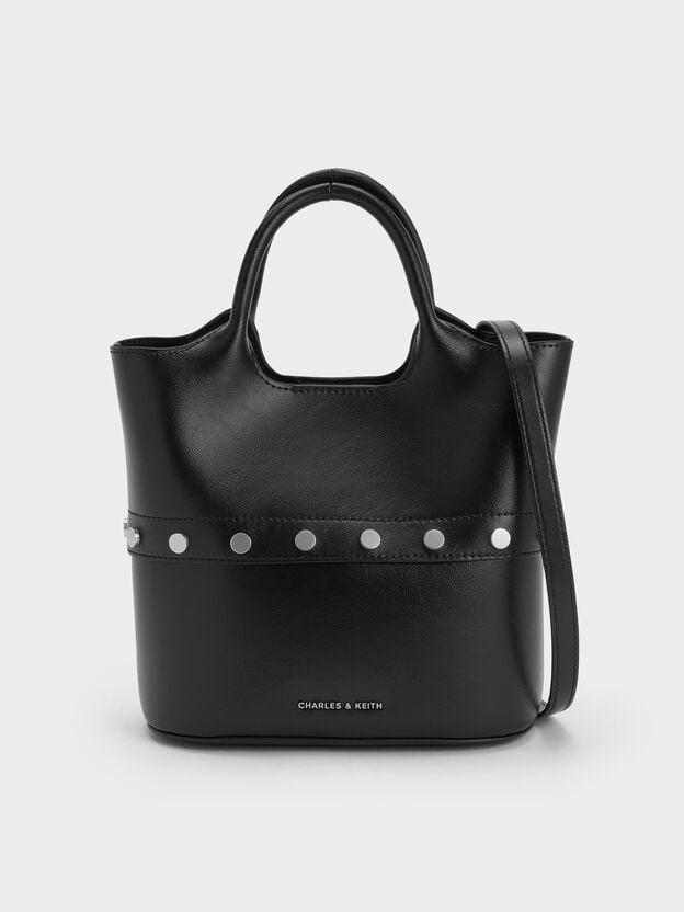 Bobbie Studded Convertible Bucket Bag, Noir, hi-res
