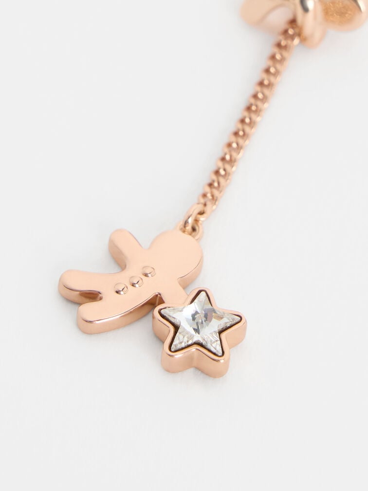 Athalia Gingerbread-Fairy Crystal-Star Drop Earrings, Rose Gold, hi-res