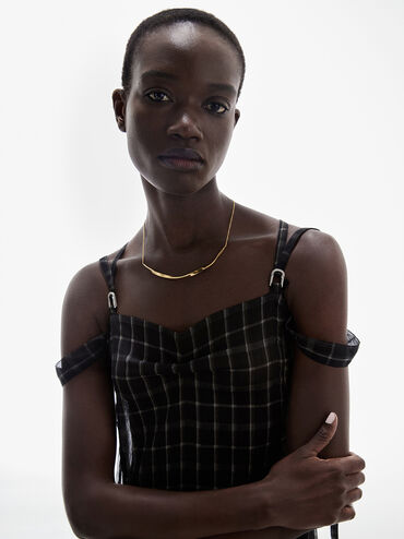 Lena Twist Bar Necklace, Gold, hi-res