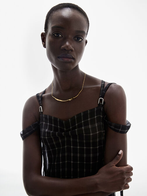 Lena Twist Bar Necklace, Gold, hi-res