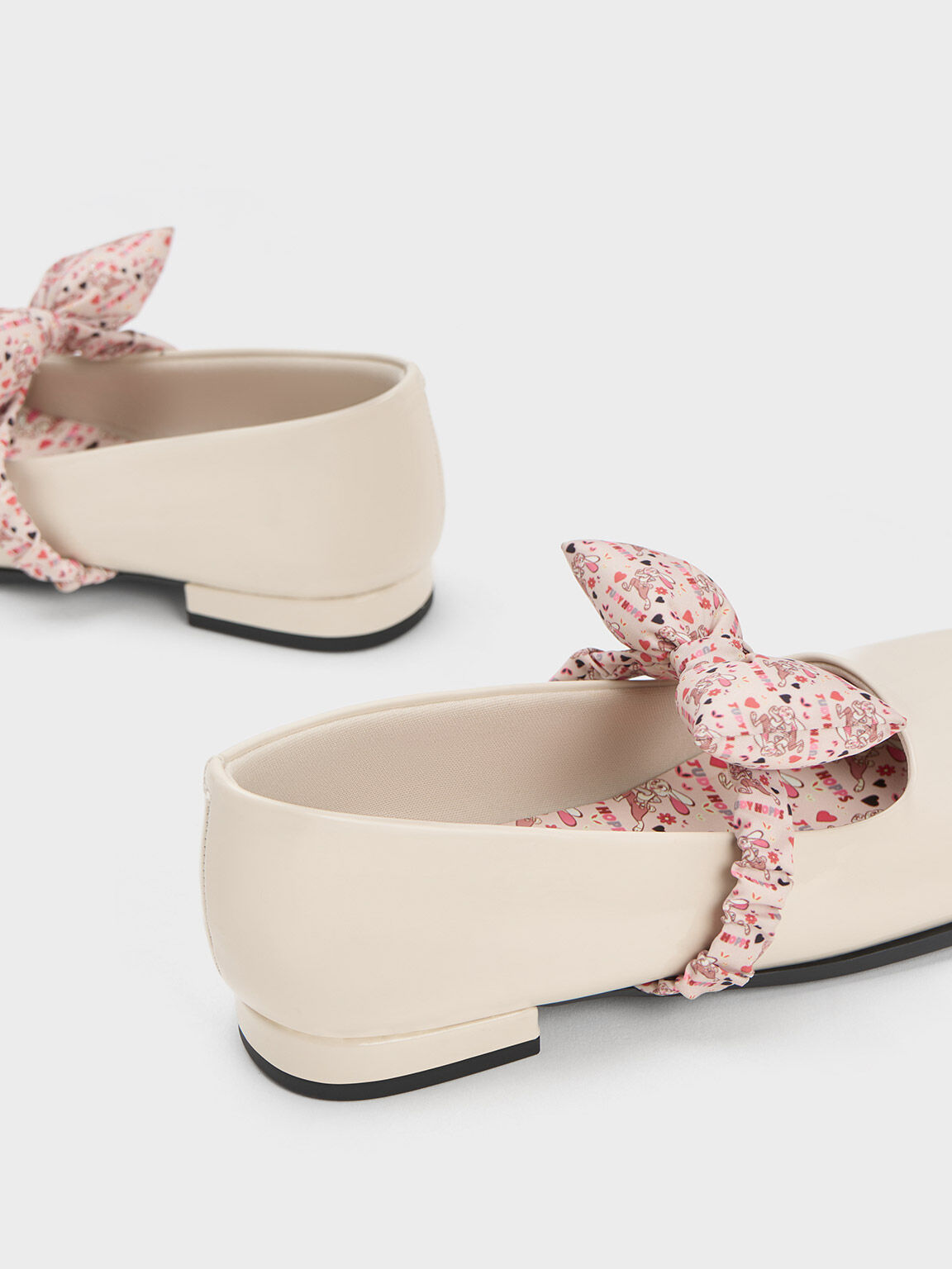 Girls' Judy Hopps Puffy Bow Ballerinas, Cream, hi-res