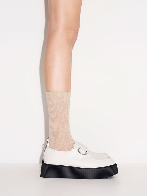 Cordova Buckled Platform Loafers, White, hi-res