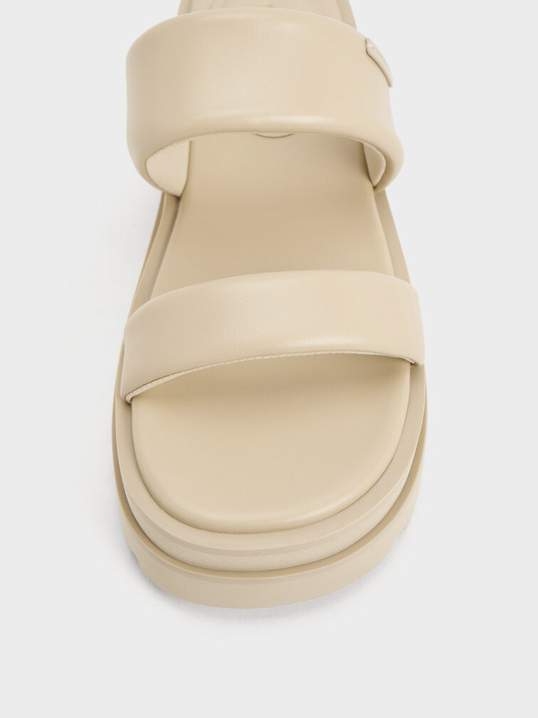 Tattie Puffy-Strap Sandals, Taupe, hi-res