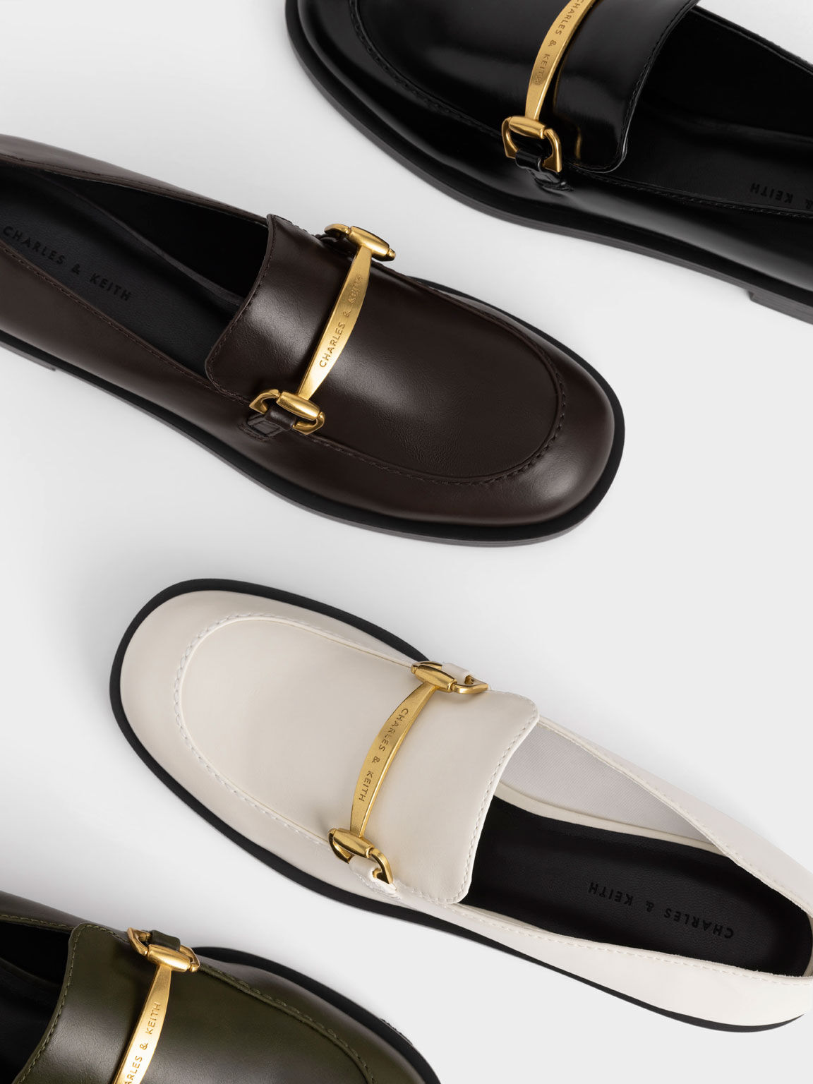 Metallic Accent Loafers, Olive, hi-res