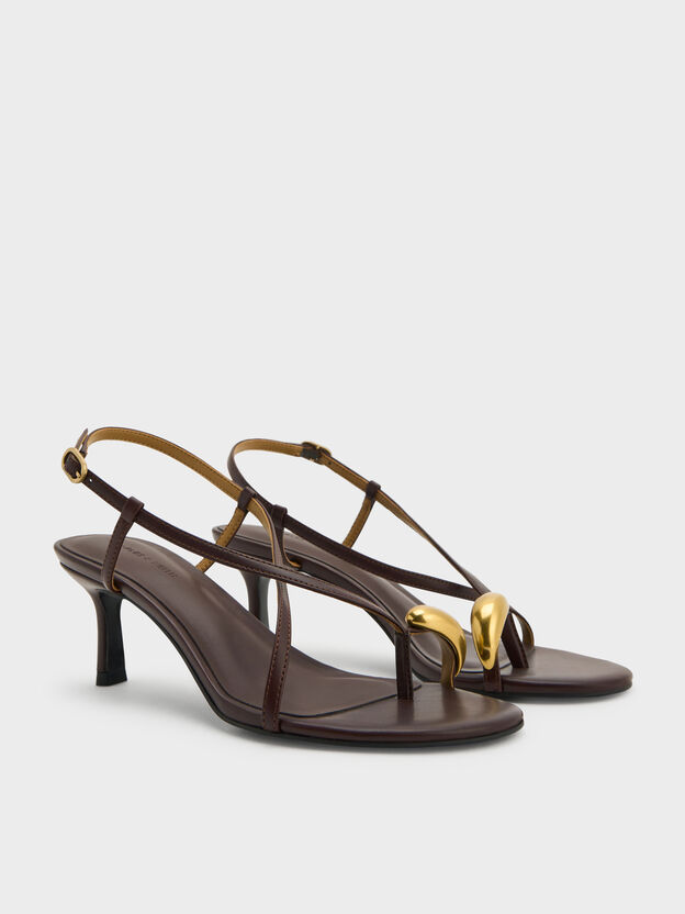 Raina Toe-Ring Heeled Sandals, Maroon, hi-res