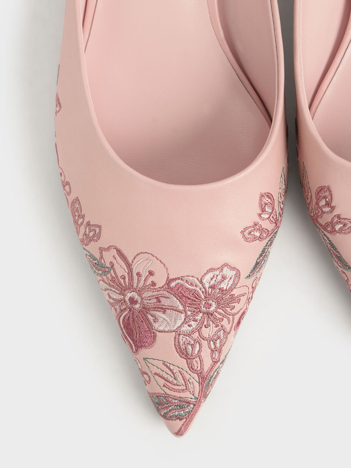 Embroidered Floral Mules, Pink, hi-res
