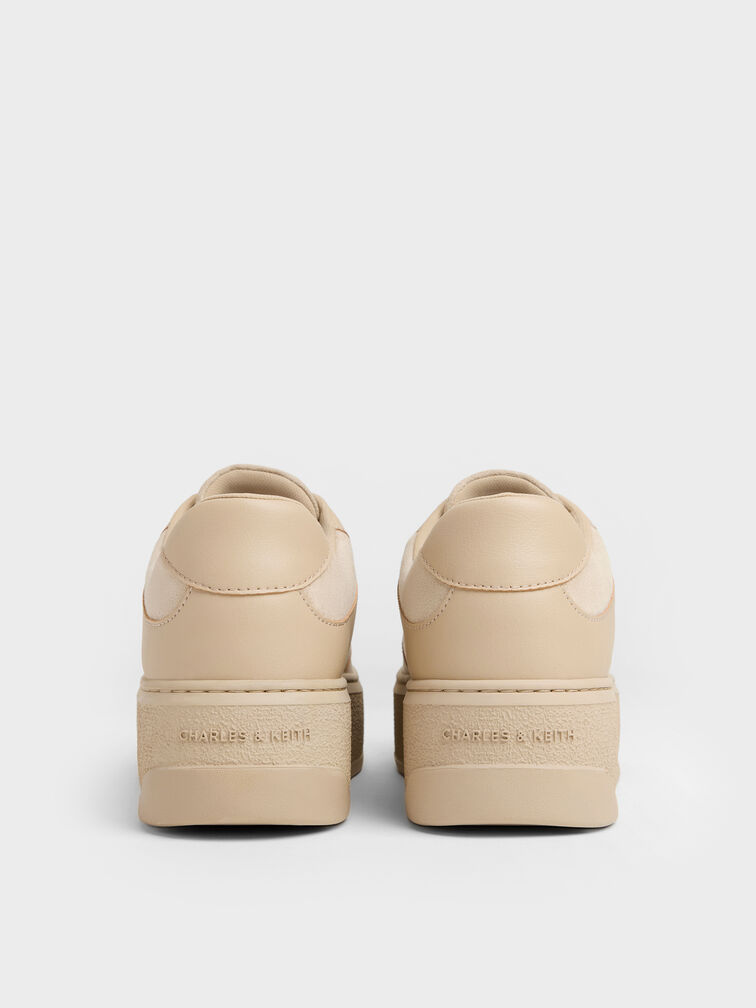 Faux Suede Platform Sneakers, Beige, hi-res
