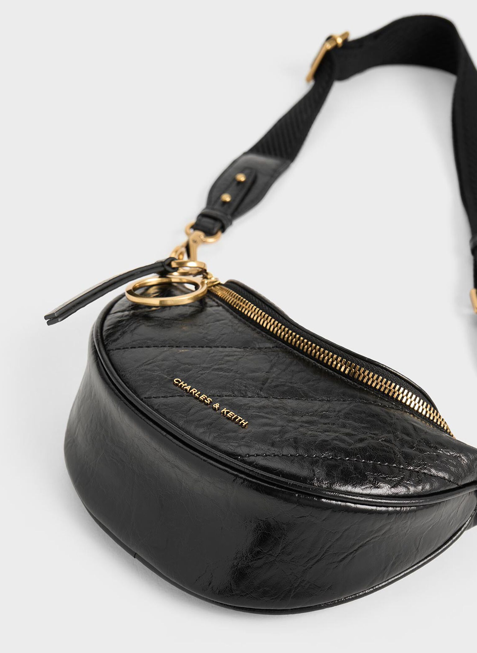 Philomena Half-Moon Crossbody Bag, Black, hi-res