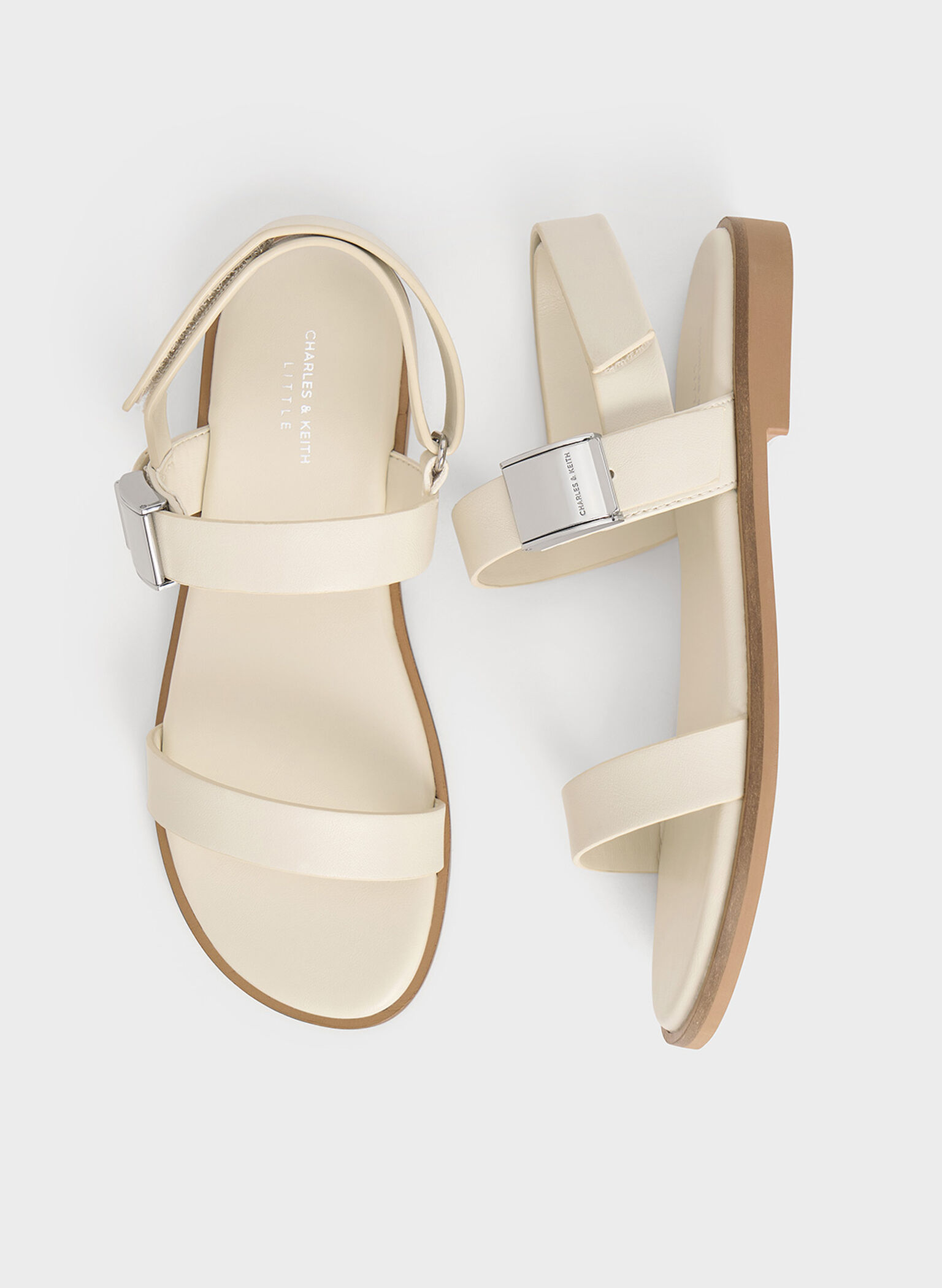 Girls' Yvette Double Strap Sandals, Chalk, hi-res