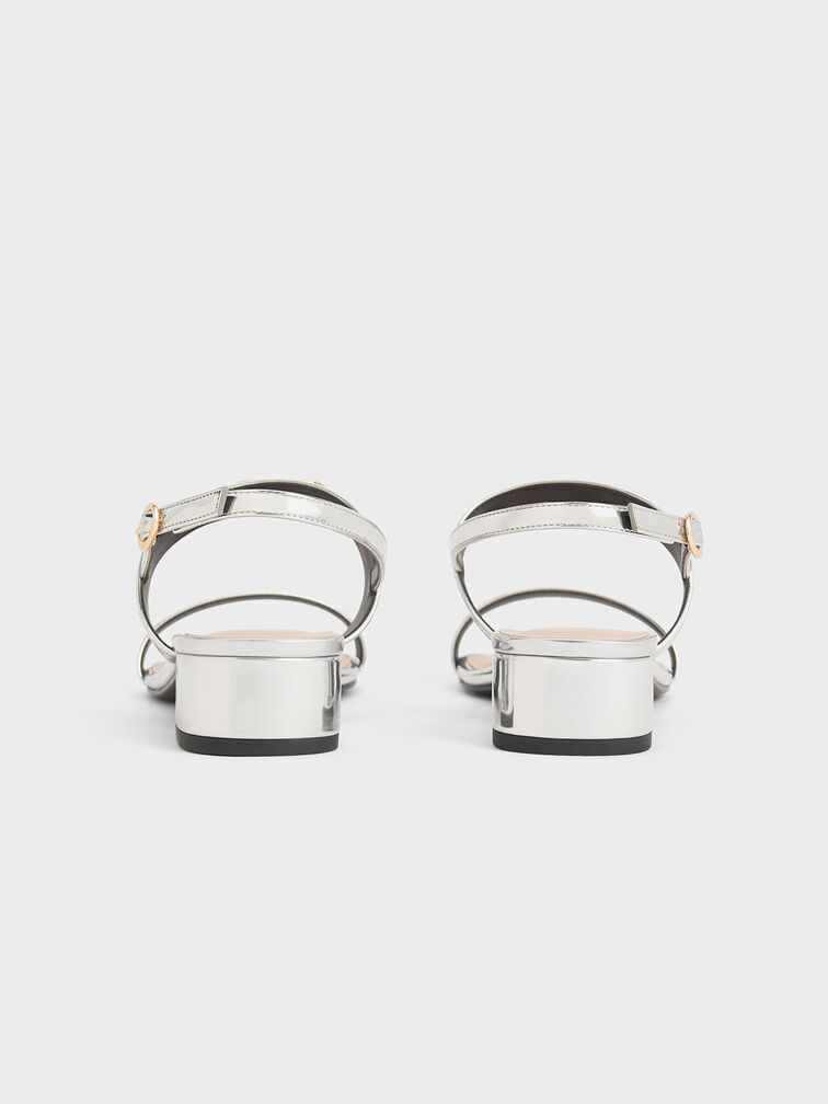 Trifina Metallic-Accent Slingback Sandals, Silver, hi-res