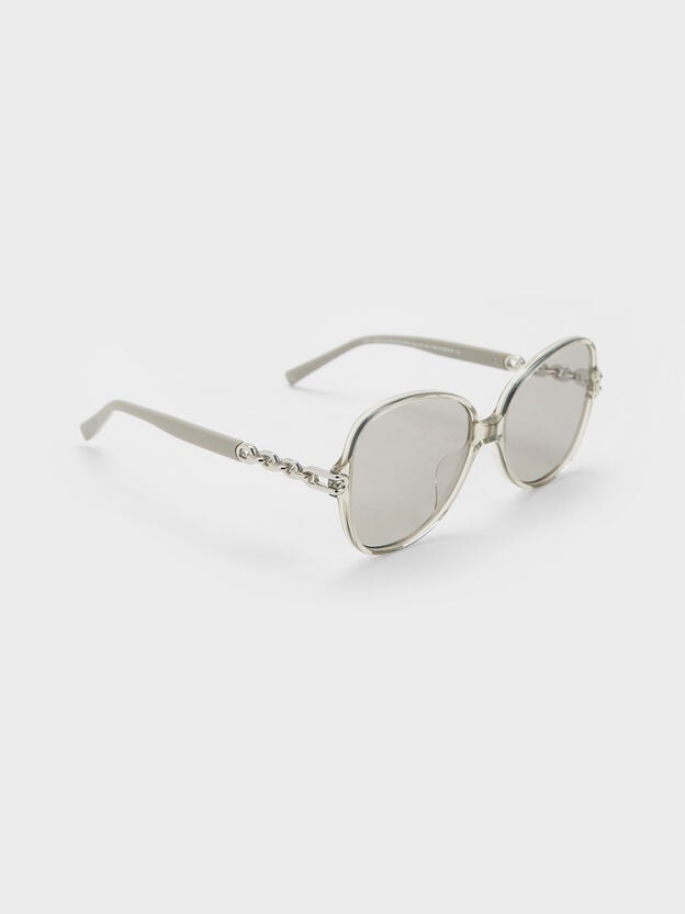 Delaney Chain-Link Butterfly Sunglasses, Minted Grey, hi-res