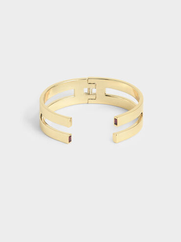 Swarovski® Crystal Double Cuff Bracelet, Gold, hi-res