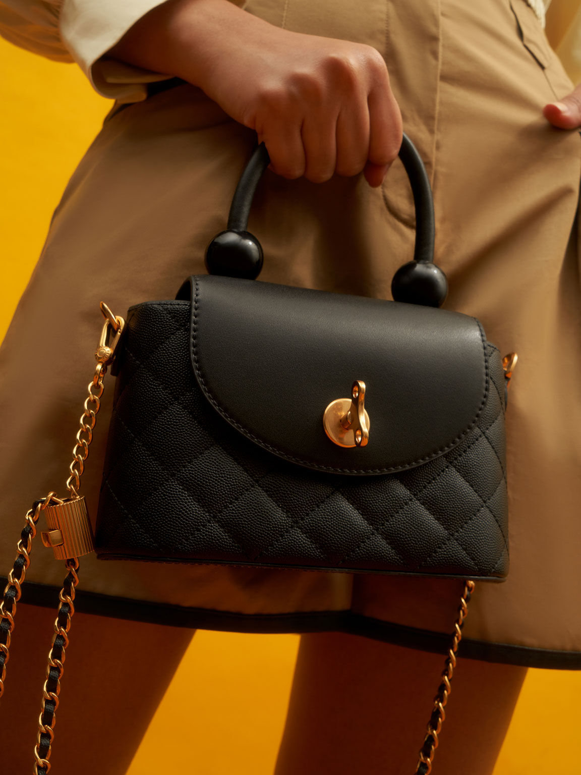 Top Handle Circle Bag, Negro, hi-res