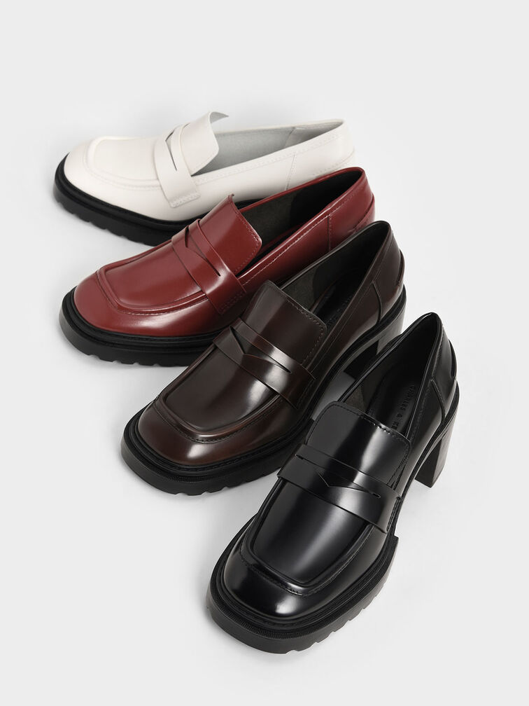 Penny Loafer Pumps, Dark Brown, hi-res