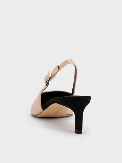 Luciana Patent Slingback Kitten Heels, Nude, hi-res