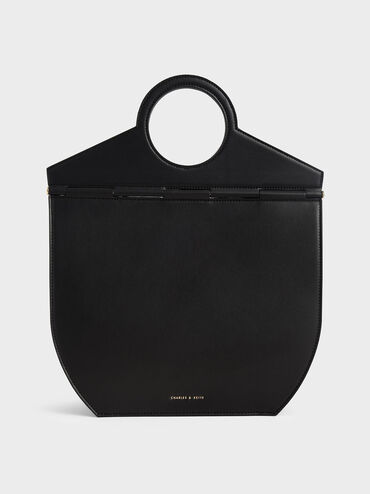 Geometric Tote Bag, Black, hi-res