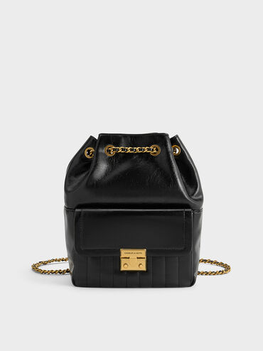 Mochila Donna de efecto arrugado, Negro, hi-res