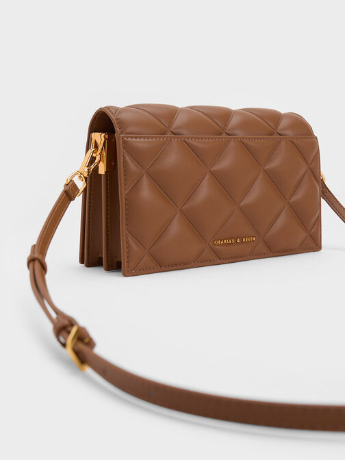 Alcott Scarf Handle Quilted Clutch, Chocolate, hi-res