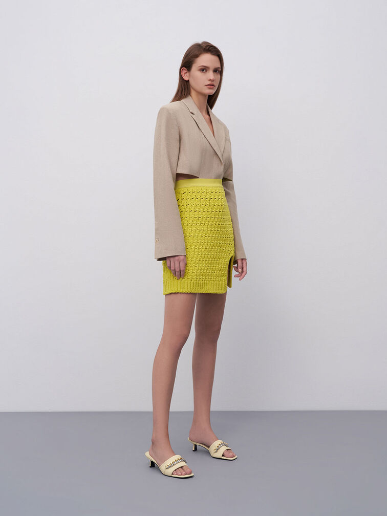 Chain-Embellished Blade Heel Mules, Chalk, hi-res