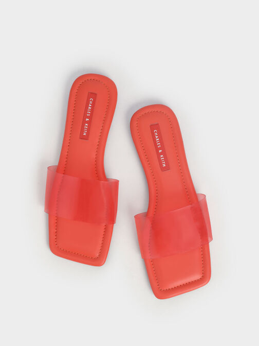 Padded Slide Sandals, Orange, hi-res