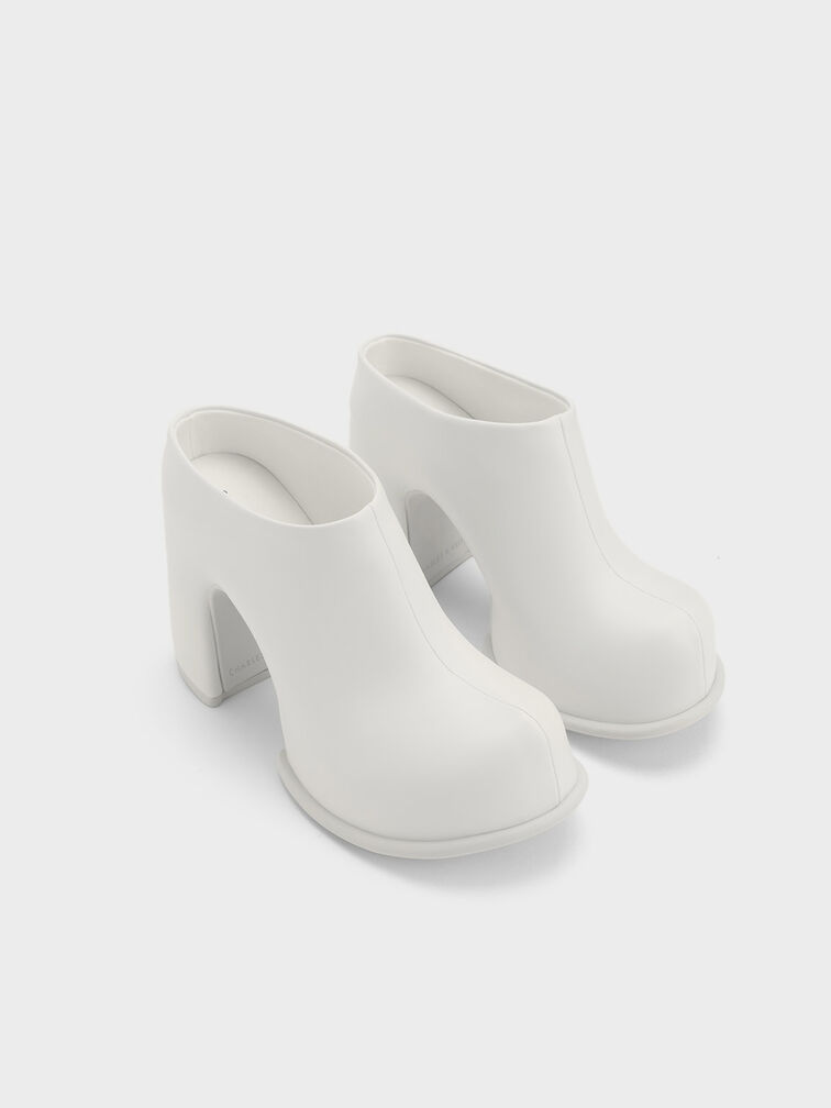 Pixie Platform Mules, White, hi-res