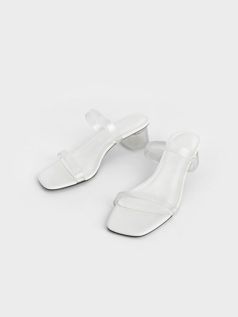 Double Strap See-Through Mules, White, hi-res