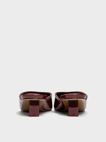 Mules de cuña con tacón translúcido de charol, Burdeos, hi-res