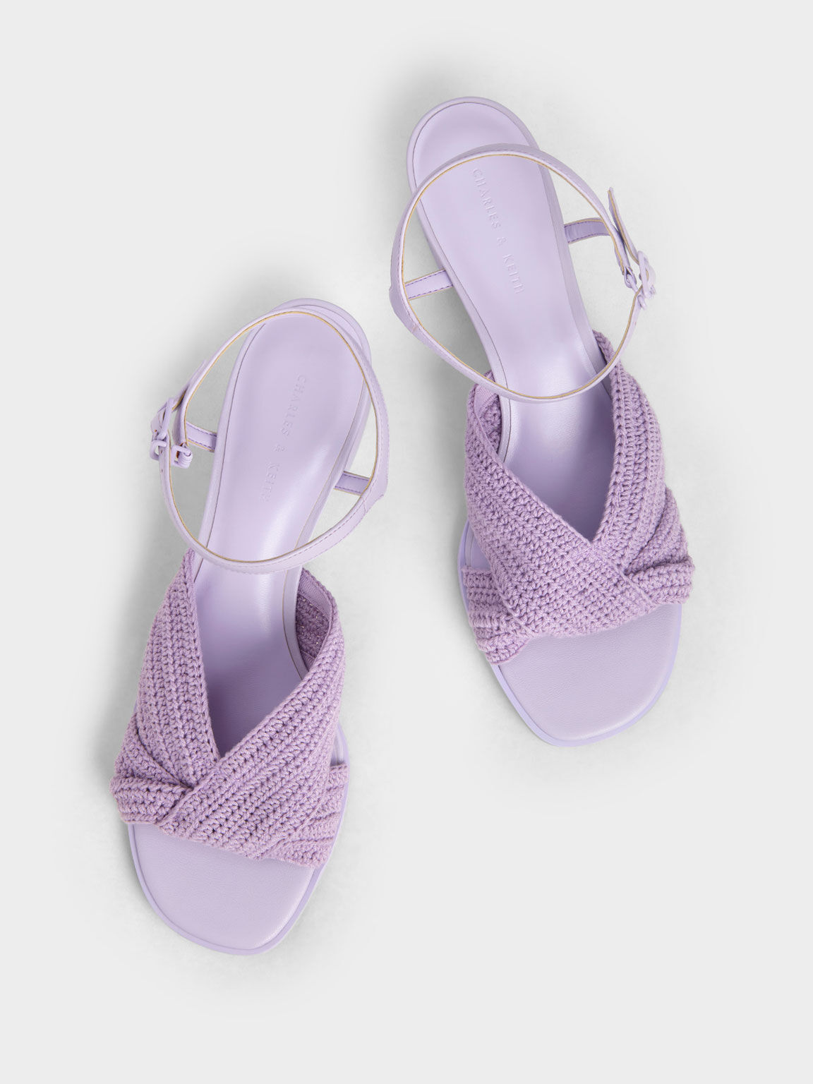 針織扭結粗跟涼鞋, 紫丁香色, hi-res