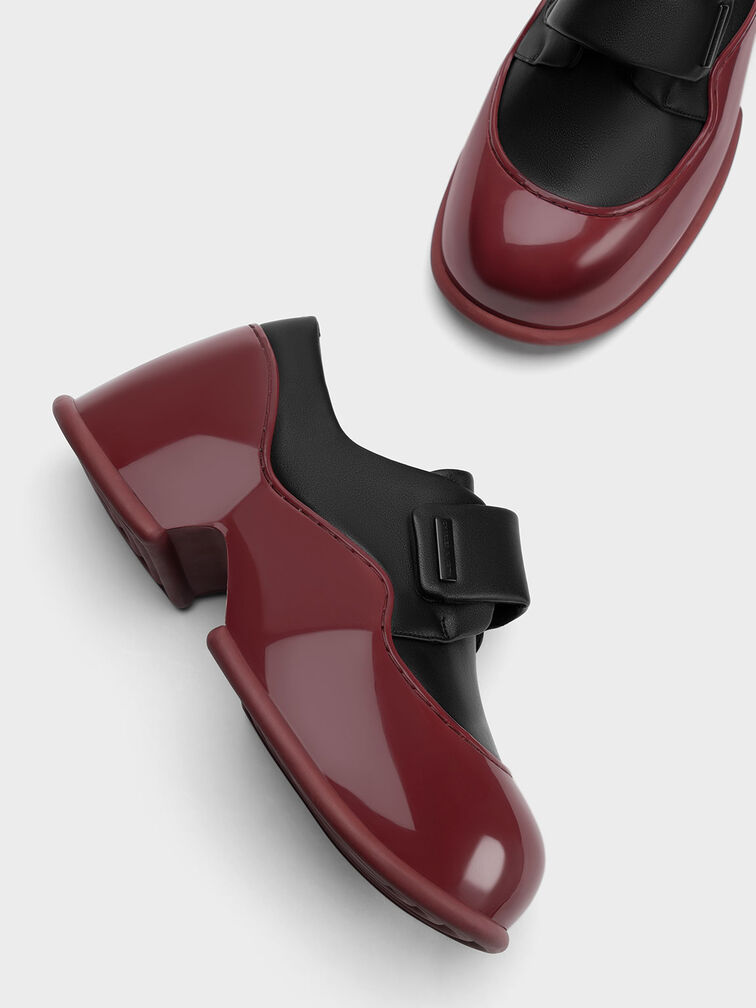 Pixie 漆皮拼接厚底鞋, 紅色, hi-res