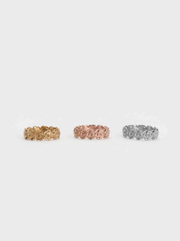 Rosalind Flower-Motif Ring, Brush Gold, hi-res