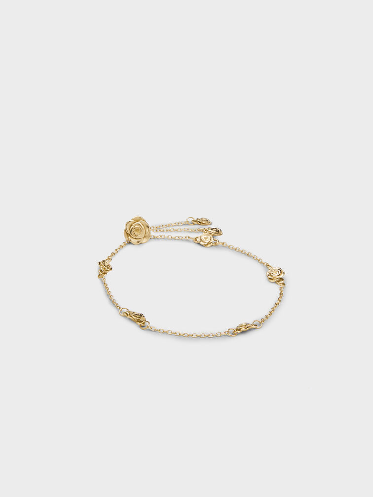 Pulseira Rosalind com motivos florais, Brush Gold, hi-res