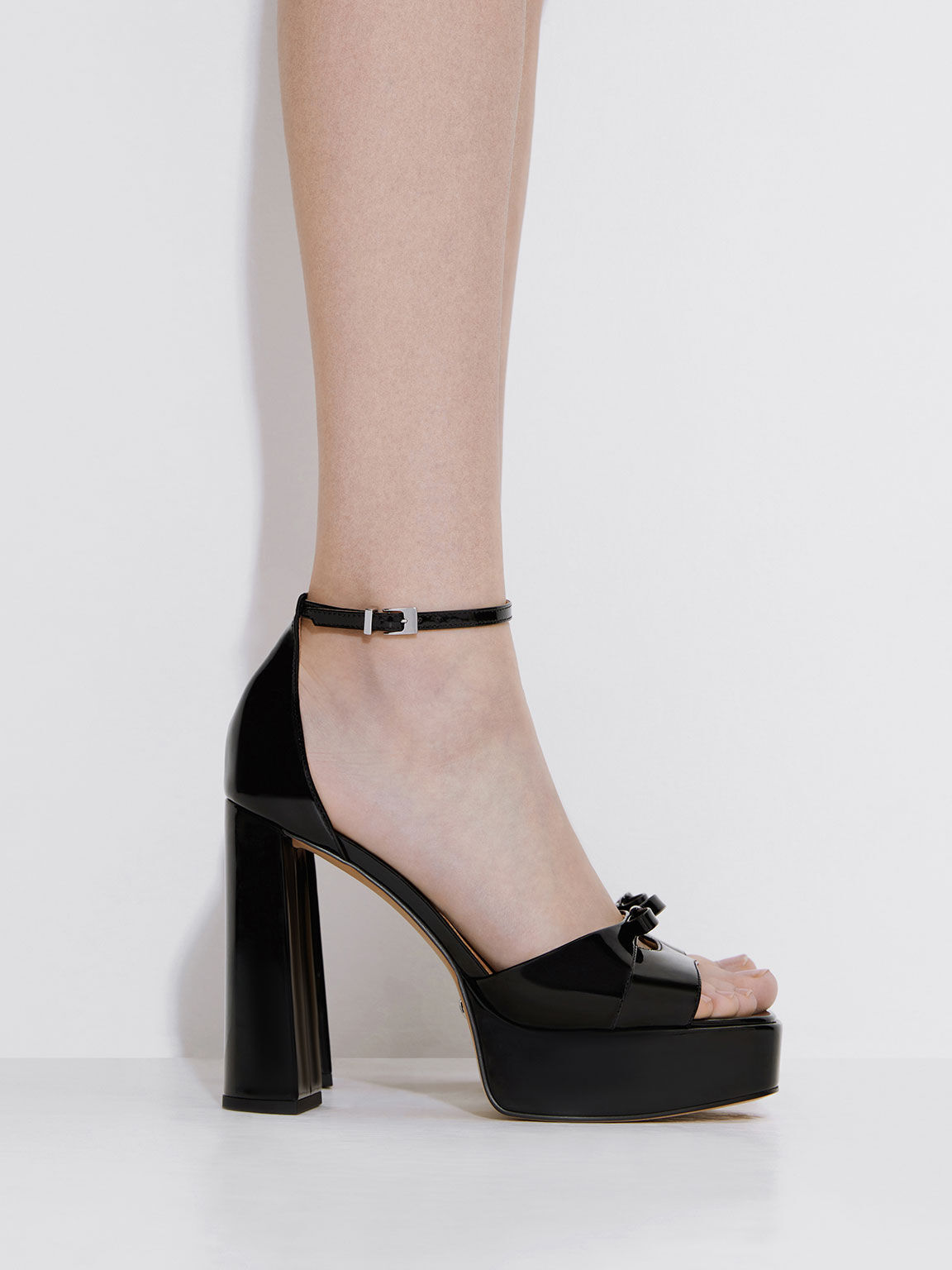 Verona Patent Leather Platform Sandals, Black, hi-res